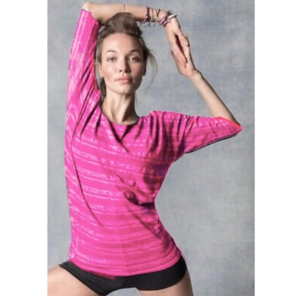 Athleta shimmer stripe Dory dolman 3/4-sleeve top